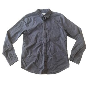 Mutual Weave Mens Size M Casual Button Up Shirt Dark Gray 98% Cotton Long Sleeve
